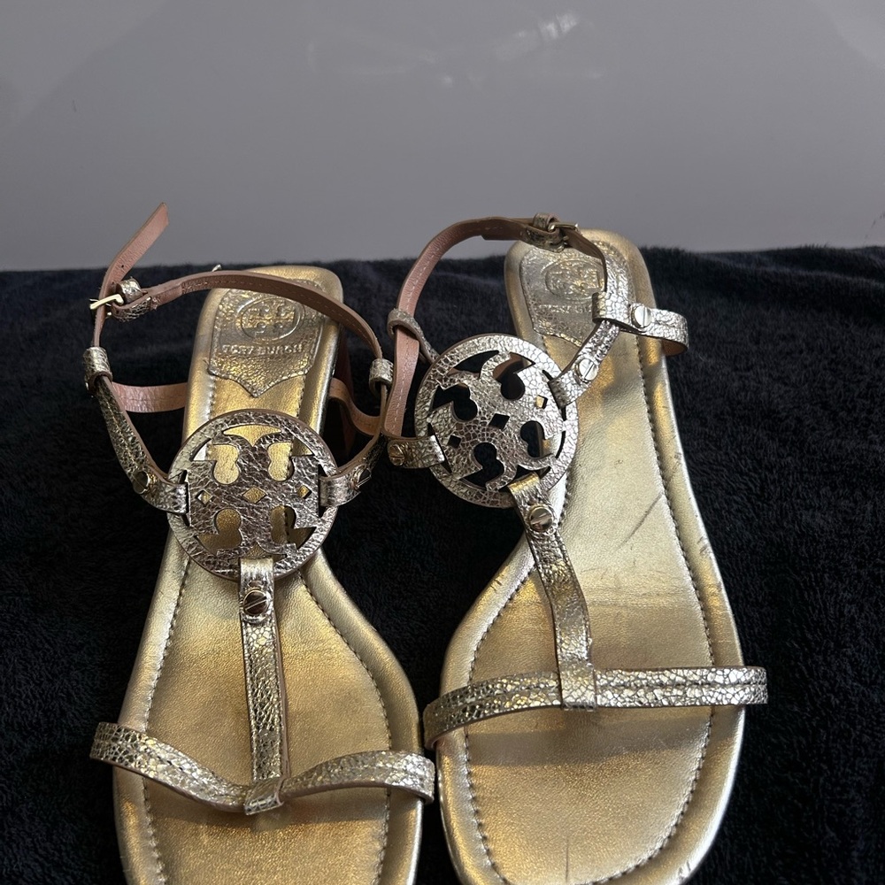 Tory Burch Spark Gold Block Heels